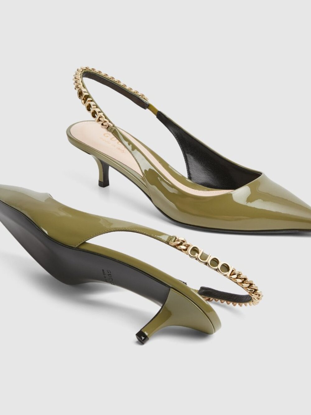 NIB Gucci Signoria patent leather slingback pump IT 39.5 US 9.5